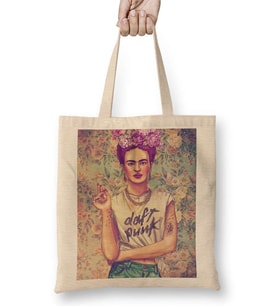 Frida Kahlo Daft Punk Bez Çanta Uzun Saplı