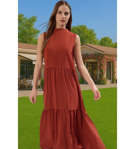 Kadın Midi Boy Shift Elbise Polyester Dokuma Kumaş Günlük Tarz Konforlu Kesim Mükemmel Uyum (Kırmızı)