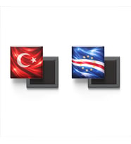 Buzdolap Magnetleri - Cabo Verde Bayrağı ve Türk Bayrağı - 2'li Set Magneti