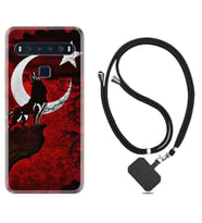 TCL 10L 10 Plus 10SE 20E 20SE 30 L7 Kılıf Boyun Askılı Silikon Wolf and Moon 2 1381