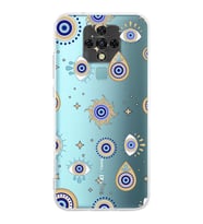 PrintiFy Tecno Camon 18 ile Uyumlu Nazar Boncuğu 5  Kamera Korumalı Şeffaf Silikon Kılıf