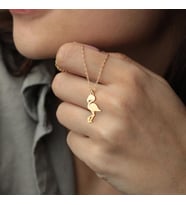 Kişiye Özel Zarif Flamingo Kolye 925K Gümüş (Gold)