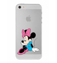 Apple iPhone 5S Uyumlu Kamera Korumalı Tıpalı  Kapak Minnie Mouse TasarımlıŞeffaf Kılıf