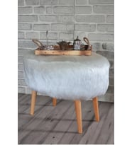 Valente Oval Puf Beyaz Peluş