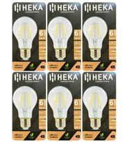 (6 Adet) Heka 6W (51W) 6500K (Beyaz Işık) E27 Duylu (Kalın Duy) Led Şeffaf Ampul