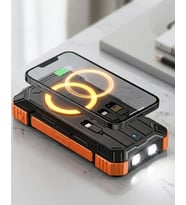 Solar Destekli Powerbank 20000 mAh Yüksek Kapasiteli Kablosuz Şarjlı Taşınabilir Batarya
