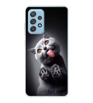 PrintiFy Samsung Galaxy A52 5G ile Uyumlu 1mm Slim Fit Kedi 2 050c Baskılı Şeffaf  Kılıf