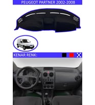 Peugeot Partner 2002-2008 Için Uygun Torpido Koruma Halısı Siyah Kenar Renk Mavi