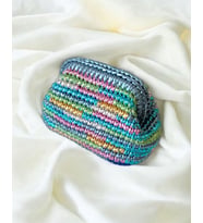 El Yapımı Metalik Renkli Kadın Çanta – Saten Astarlı Şık Örgü Clutch ve Davet Çantası