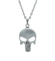 Punisher Cezalandırıcı Erkek Kadın Kolye Antik Gümüş Kaplama - 60 cm Düz Zincir