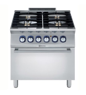Electrolux Professional Endüstriyel 4 Açık Ateşli Gazlı Kuzine, Her Brulör 5,5 Kw, Elektrikli Fırın, Derinlik 730 Mm E7GCGH4CE0