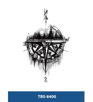 TBS-8400 ORTA BOY PUSULA VE DOGA DESEN GEÇİCİ DÖVME-TATTO