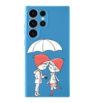 Samsung Galaxy S23 Ultra Uyumlu Lansman Kılıf Aşk Tasarımlı İçi Kadife Kapak-Mavi (Şeffaf)