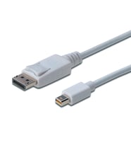 DisplayPort (DP)  Mini DisplayPort (mini DP) Bağlantı Kablosu, DP Erkek - mini DP Erkek, 1 metre, kilit mekanizmalı, DP 1.1a uyumlu, UL, beyaz renk
