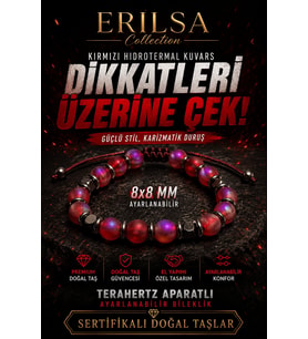 Sertifikalı Terahertz - Aura Kırmızı Hidrotermal Kuvars Taşı Bileklik - 8 MM Doğal Taş