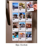 Kişiye Özel Fotoğraf Baskılı 12 Aylık Buzdolabı Magnet Takvim Seti (7.5x9 Cm)