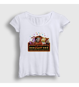 Presmono Kadın Beyaz Pizza Fnaf Five Nights At Freddy's T-Shirt 471521tt (Beyaz)