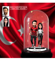 Kişiye Özel Milli Takım Formalı Sevgili Tasarımlı Karikatür Biblo Işıklı Fanus, Türkiye Milli Takım, Taraftar Hediyesi