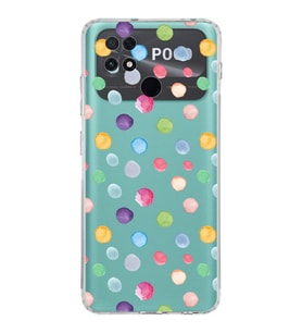 PrintiFy POCO C40 ile Uyumlu Water Color 6  Kamera Korumalı Şeffaf  Kılıf