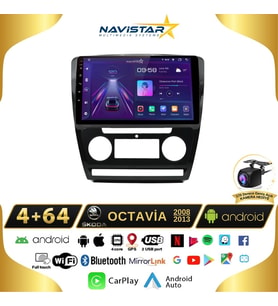 Skoda Octavia 2008-2013 Model 4GB + 64GB Android 13 Kablosuz Carplay Navigasyon Multimedya Sistemi