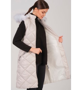 Z6717 DEWBERRY BAYAN YELEK-KREM