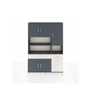 Arges Dolap 9 Raflı 5 Çekmeceli 5 Kapaklı 132x30x195 Antrasit-Antrasit/Aytaşı