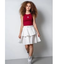 Kız Çocuk Nakışlı Sıfır Kol Crop (Bordo)