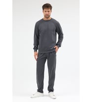 Antrasit Relaxed Fit Bisiklet Yaka Sweatshirt Düz Paça Erkek Eşofman Takımı