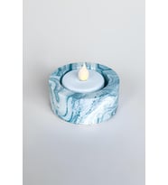El Yapımı Mermer Desenli Mavi Beton Tealight Mumluk  Minimal Dekoratif Şamdan 3 Adet