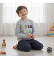 Erkek Çocuk Pamuklu Over The Moon Baskılı Uzun Kollu 2'li Takım CB1086