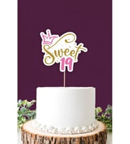 Sweet 19 pembe-gold Pasta Süsü *Kalın Kağıt