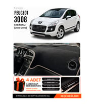 PEUGEOT 3008 EKRANSIZ (2010-2015) Uyumlu Torpido Örtüsü Torpido Kılıfı - Siyah Bej