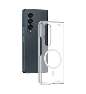 Samsung Galaxy Z Fold 4 Kılıf İnce Ve Sert Yapılı Şeffaf Magsafe Silikon Kapak RYC/London (Renksiz)