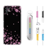 INFINIX Note 11 Pro Note 10 Hot 9 Play Kılıf Kablo Koruma Spiral Silikon Black flowers 1391