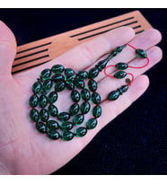 8x12 mm Petrol Yeşili Fatih Erbabacan Usta İşçilikli Zar Kehribar Tesbih (Altın)