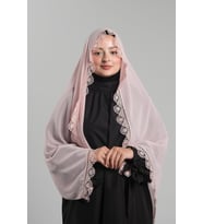 Pudra Namaz Başörtüsü Şal Şifon Kumaş Güpürlü 202106_06