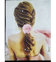ÜTÜ İLE YAPIŞAN ÇİÇEK SAÇLI KADIN TRANSFER BASKI ARMA 24X20 CM
