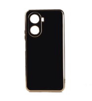 Huawei Nova 10 SE Kılıf Kenarları Gold Kamera Korumalı Renkli Pastel Silikon Siyah BARK (Siyah)