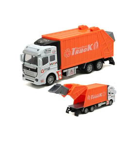 Çöp Kamyonu Oyuncak Metal Çöp Kamyonu Çek Bırak Özellikli TURUNCU 22 cm