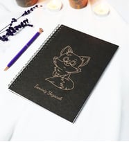 Kişiye Özel Tilki Temalı Siyah Kraft Kapaklı Defter - 45 Yaprak A5 (90 SAYFA) 15x21 Cm