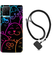 Vivo Y11S Y21S Y20 Y20S Y70 Kılıf Boyun Askılı Silikon Neon Cats 1790