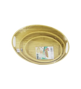 OVAL - 3 BOY BAMBU AHŞAP TEPSİ SETİ 20X29--26X36--31X45CM (5680)