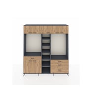 Hyperion Gardrop 11 Raflı 4 Çekmeceli 2 Askılı 220x44x243 Antrasit-Çam/Çam