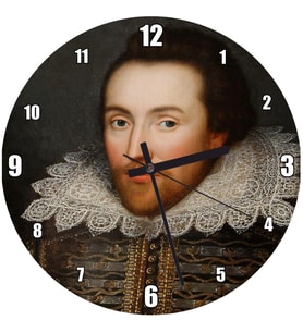 Cakatablo William Shakespeare Beyaz Yakalı Portresi Duvar Saati