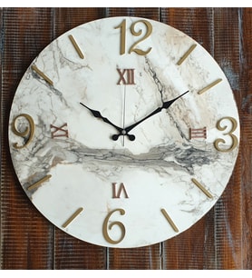 Markakanvas Mermer Desenli  Duvar Saati   ( Çap 50 cm - 80 cm ) (Bakır)