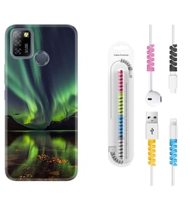 INFINIX Smart 4 5 6 Zero 8 S5 Pro Kılıf Kablo Koruma Spiral Silikon Kuzey Işıkları 1327
