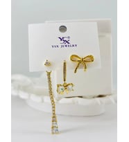 Zirkon Taşlı Üçlü Kombin Küpe - Kp00421