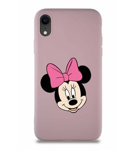 Apple iPhone XR Soft Premier Kapak Minnie Mouse-C Tasarımlı Silikon Kılıf - Pudra (Şeffaf)