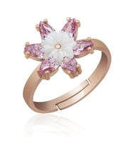 SEDEFLİ LOTUS GÜMÜŞ TASARIM YÜZÜK (Pembe)