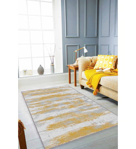 Sarı Sade Desensiz Kaymaz Tabanlı Dekoratif Halı MU007 - 100 x 160 cm